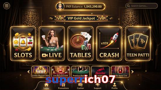 Main screen of Superrich07 casino page for PK players