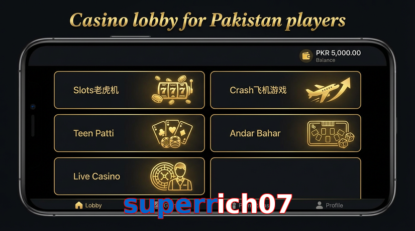 Lobby view of Superrich07 for Pakistan users