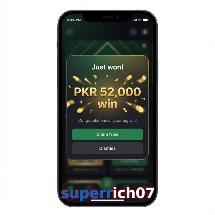 Main screen of Superrich07 win page for PK players